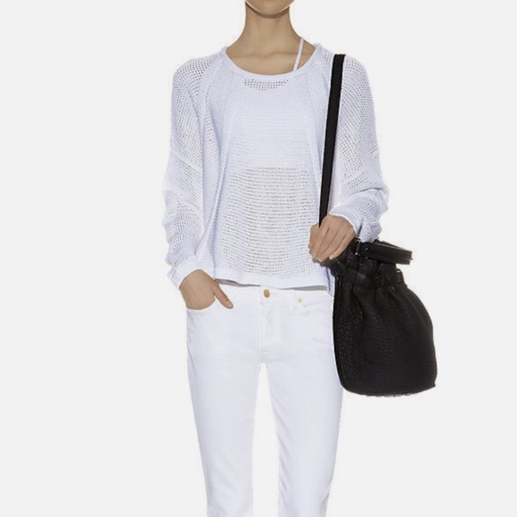 Helmut Lang White Plov Open Knit Fine Cord Pullover Sweater Size S - Picture 2 of 5